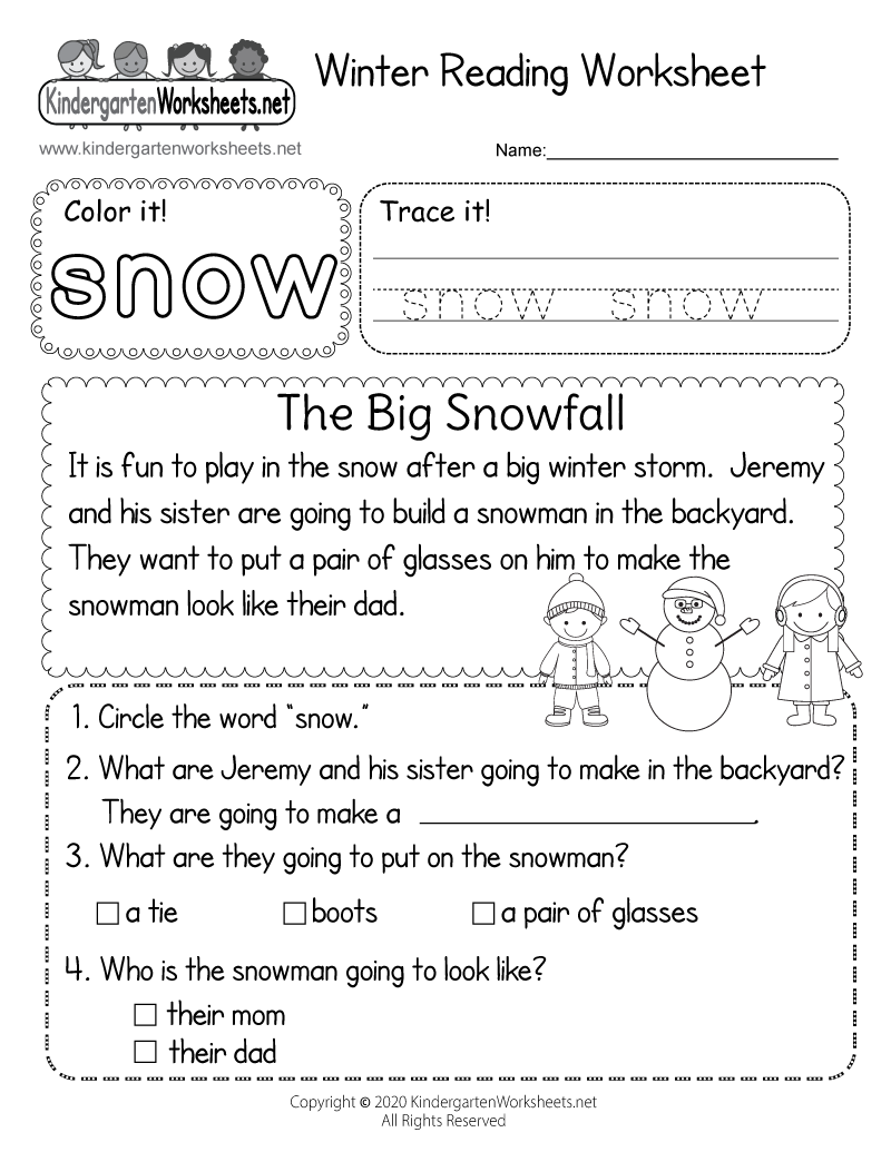 free reading worksheets