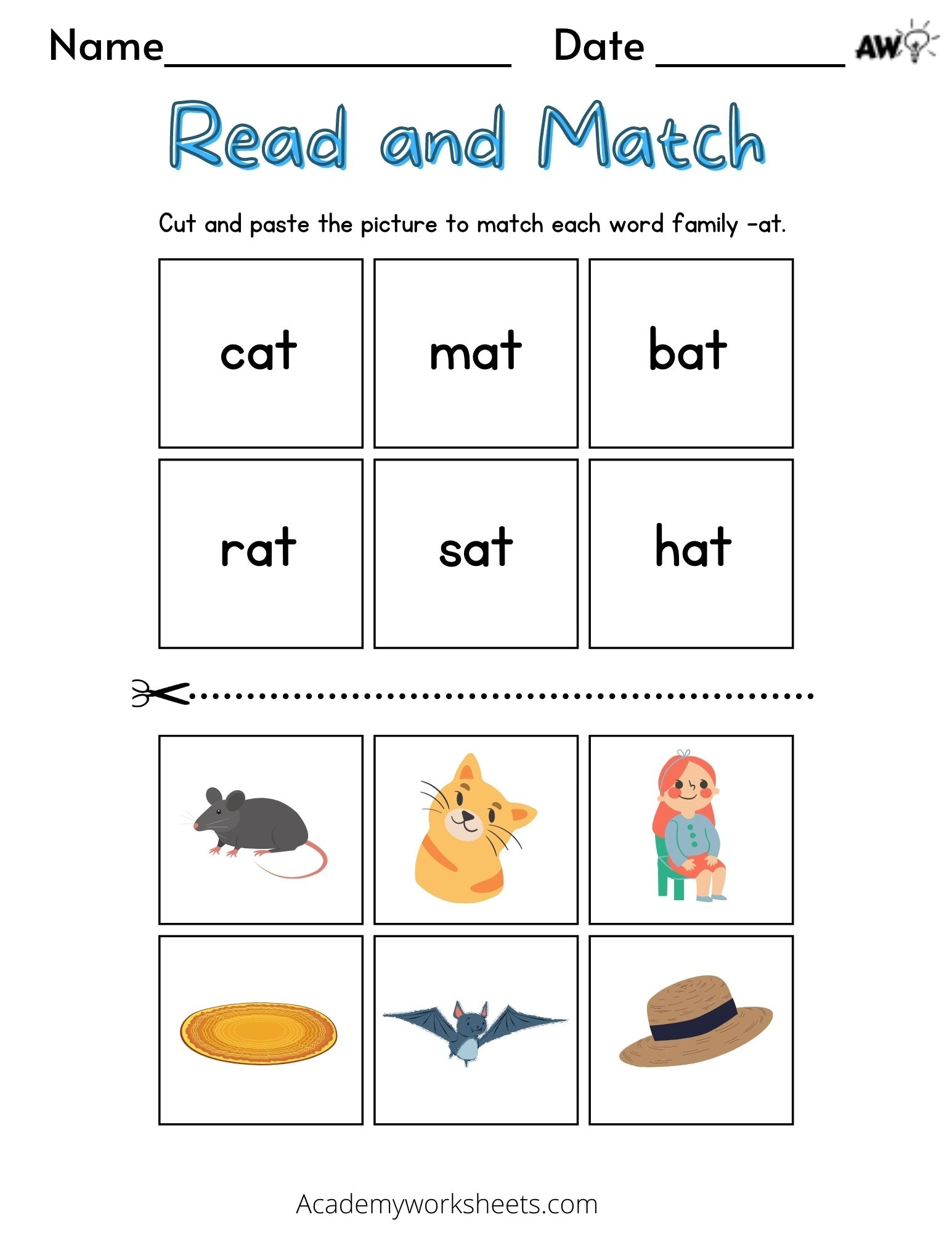 Word Family Worksheets At And An Academy Worksheets Worksheets Library