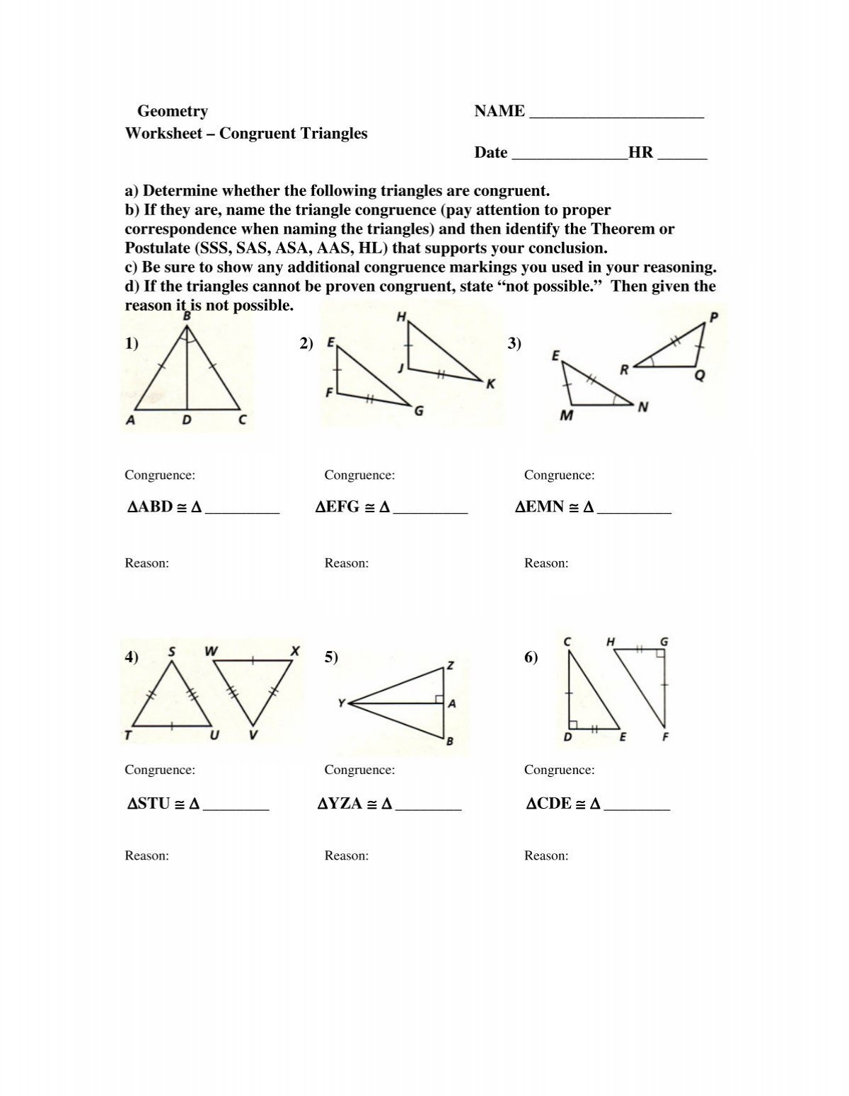 Worksheet Congruent Triangles Worksheet Congruent Triangles