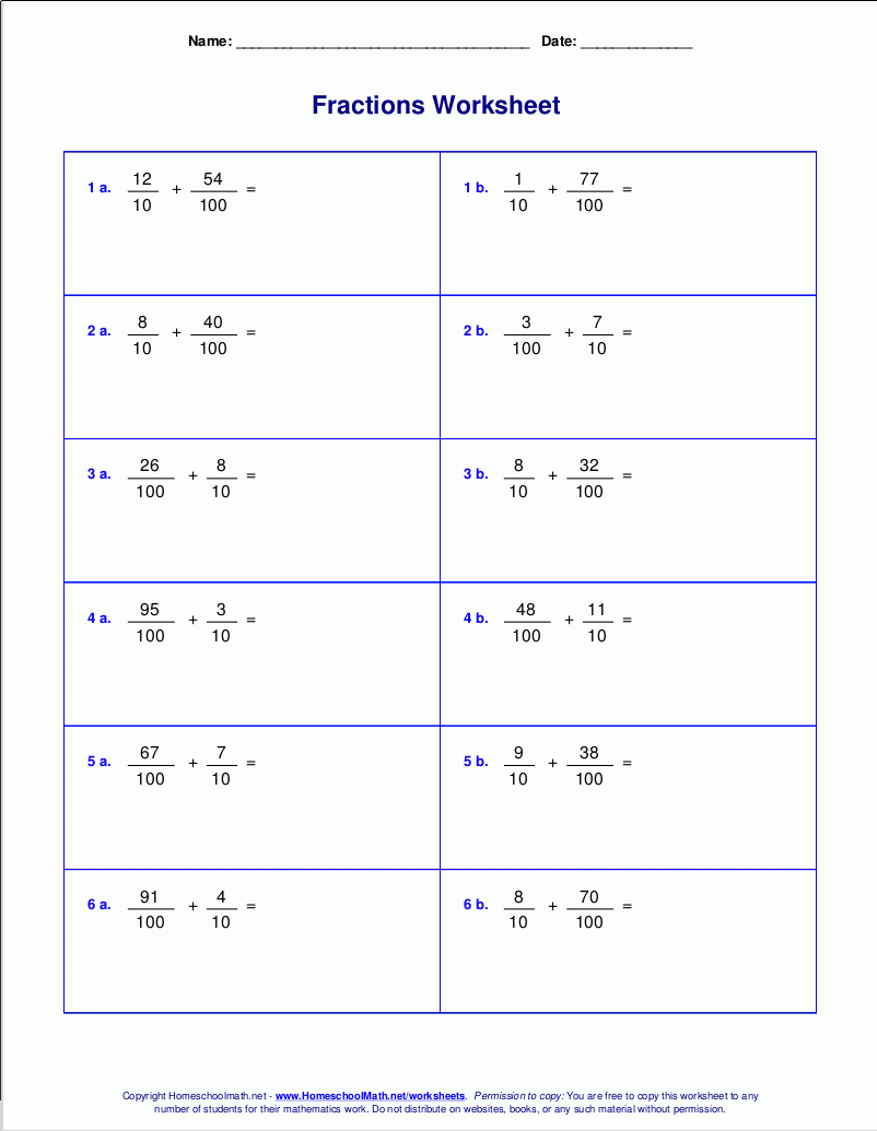 Worksheets For Fraction Addition Worksheets For Fraction Addition
