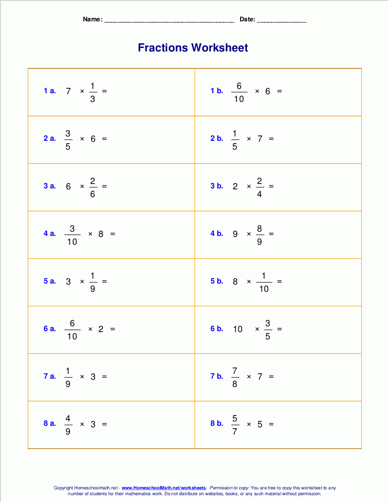 fraction math worksheets