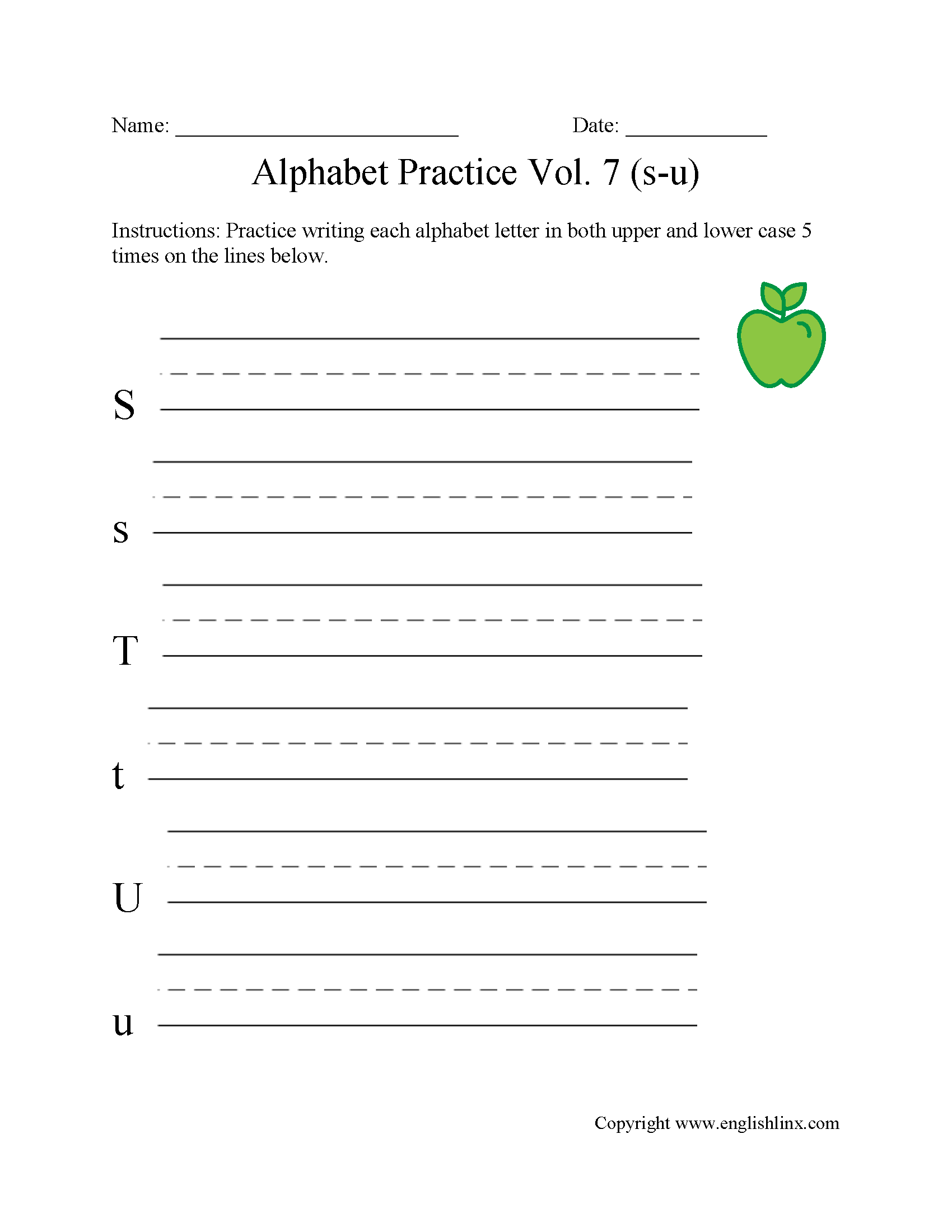 alphabet writing worksheets