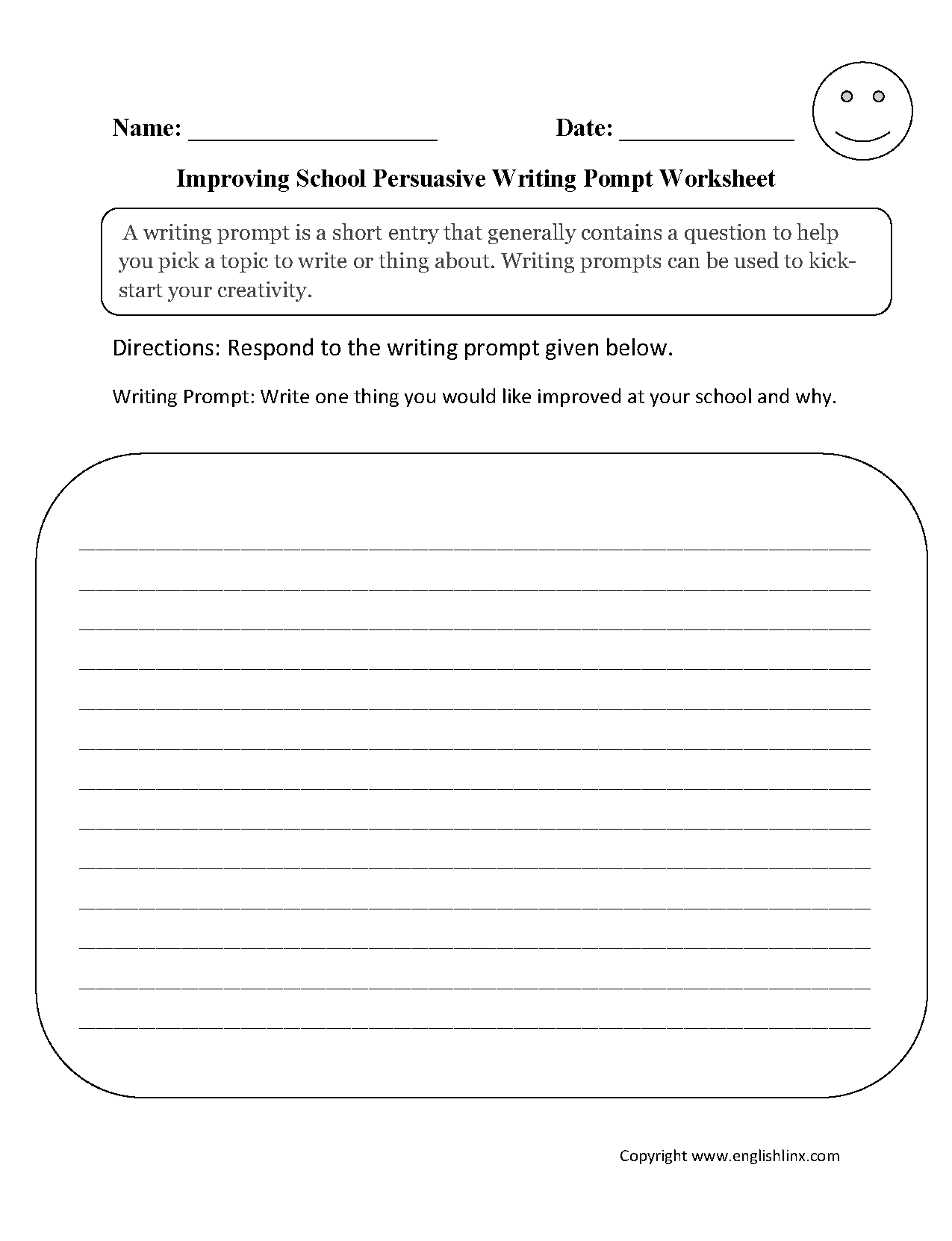 Writing Prompts Worksheets Persuasive Writing Prompts Worksheets