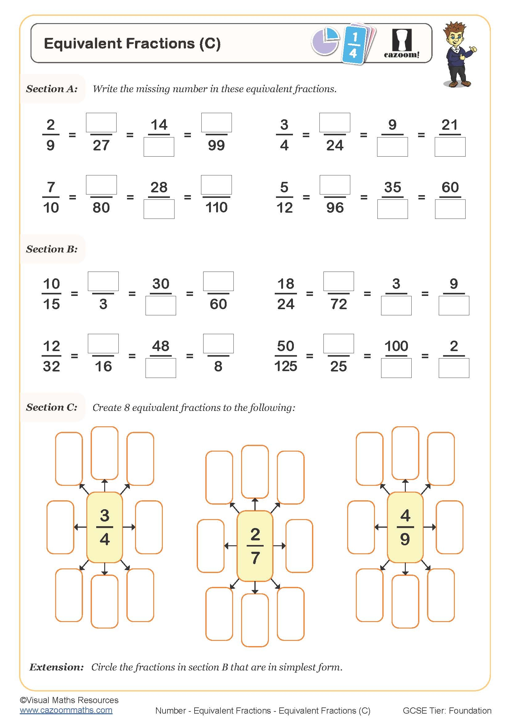 equivalent fractions worksheet