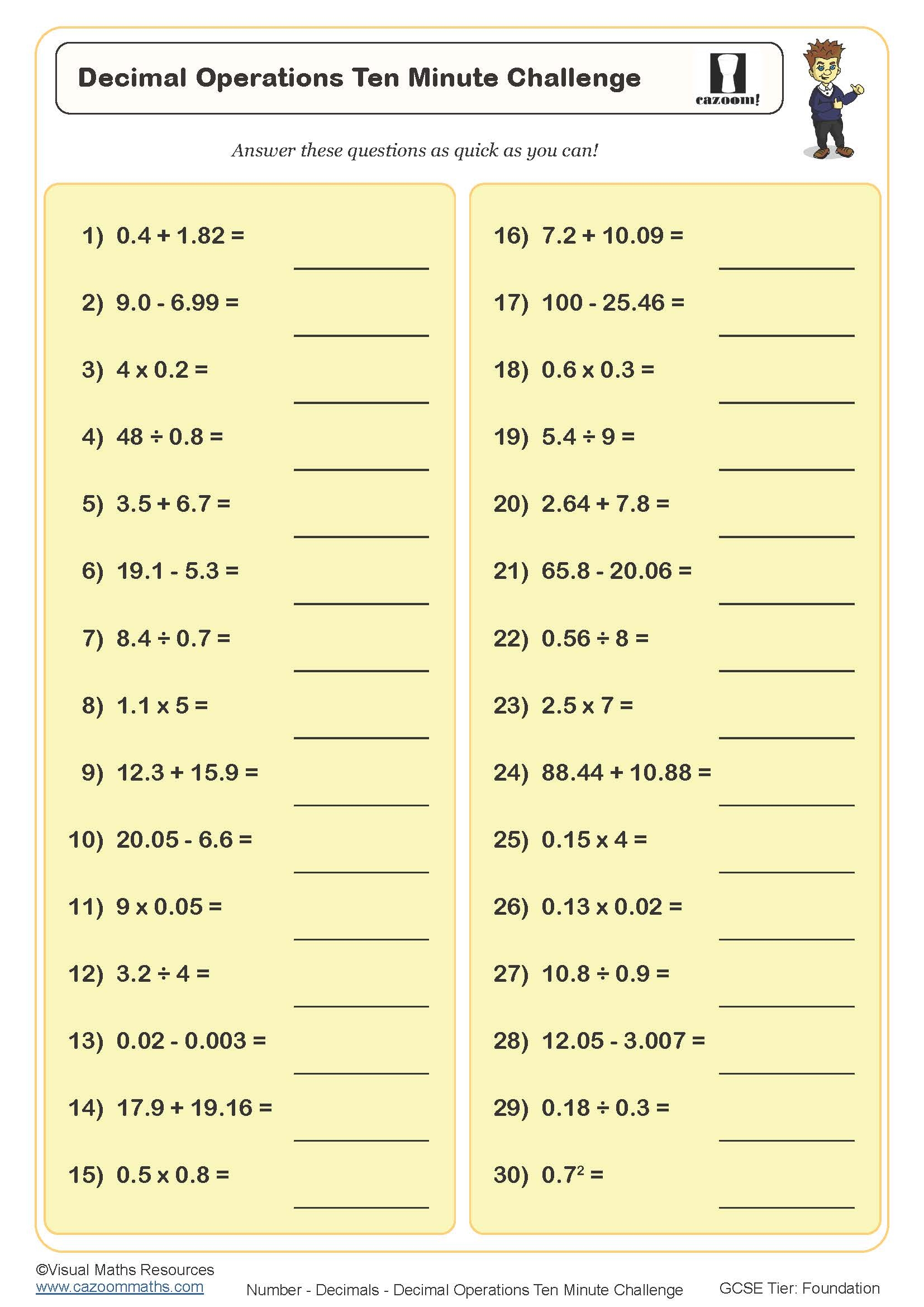 Year 8 Decimals Worksheets PDF Printable Worksheets