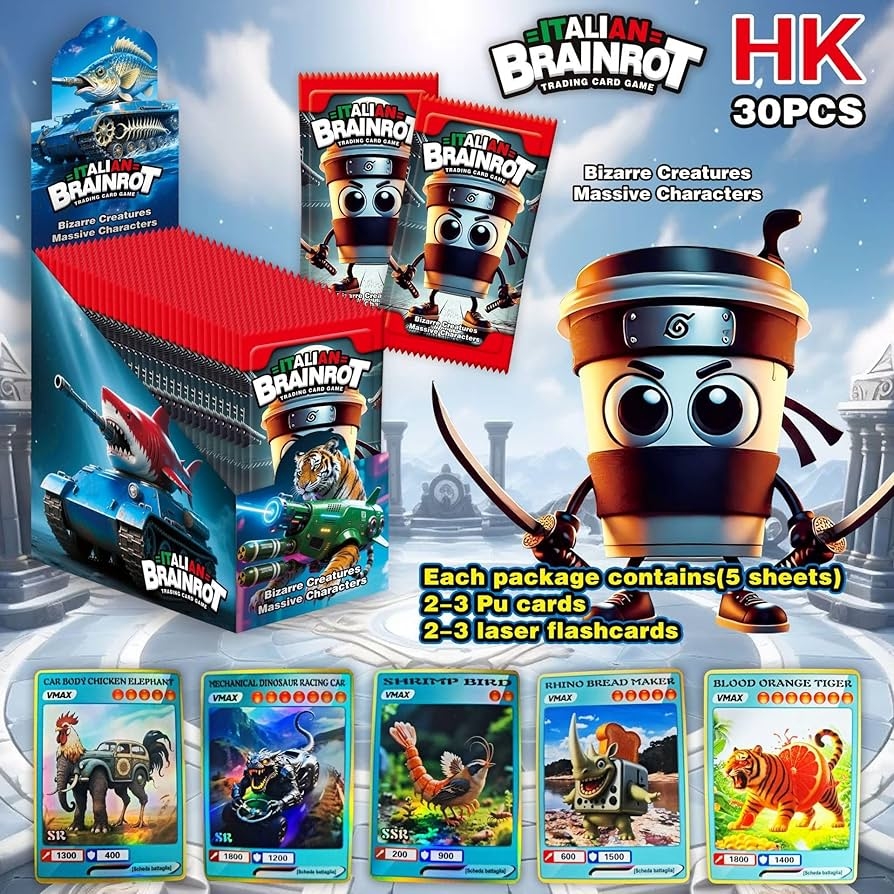 Yiliastore Skifidol Italian Brainrot Trading Card Game 30 Versiegelte Packs 5 Karten Pro Pack Seltene Und Sammelbare Karten Kartenspiel F r Kinder Und Sammler Lustige Geschenkidee Amazon de Spielzeug