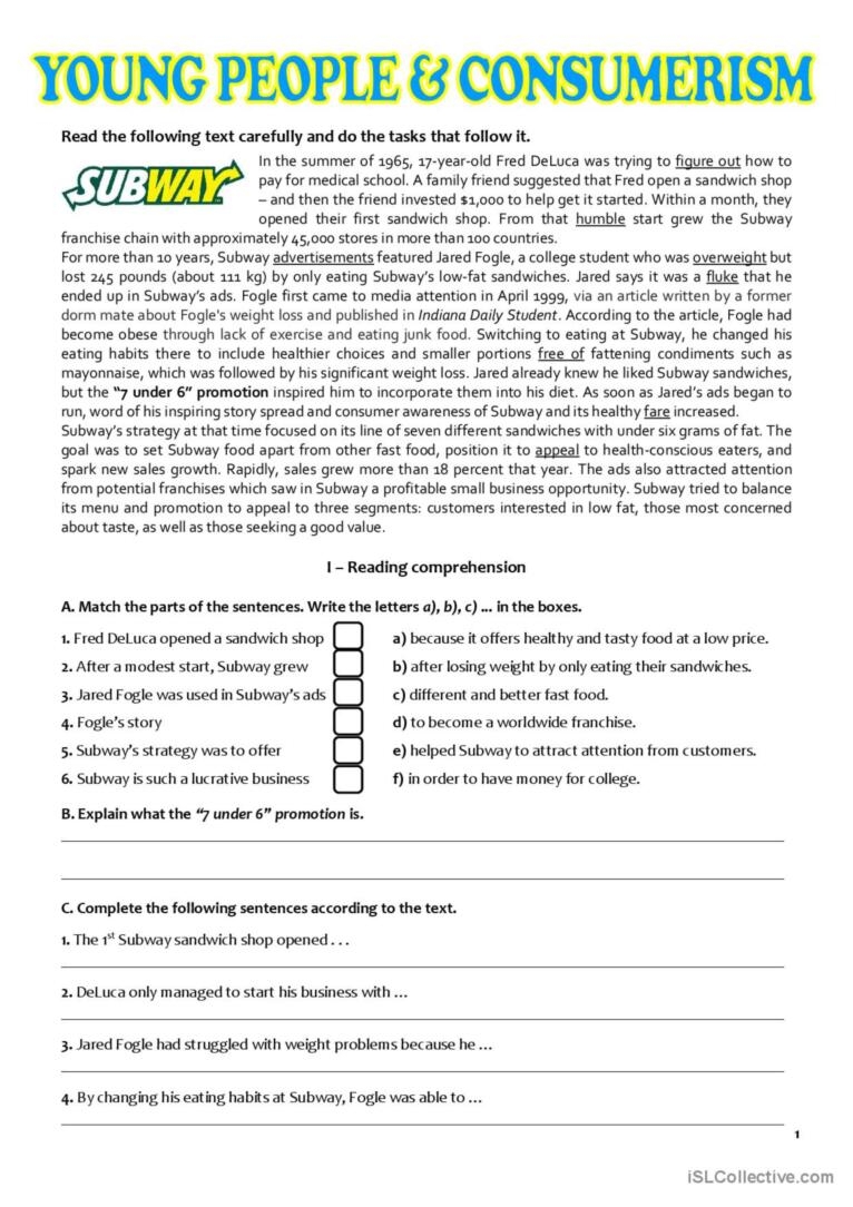 YOUNG PEOPLE CONSUMERISM Test 11 English ESL Worksheets Pdf Doc