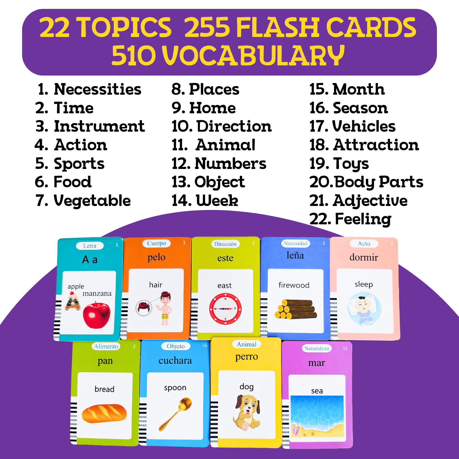 ZEENKIND Spanish English Talking Flashcards For Kids With 510 Bilingual Sight Words Blue ZeenKind